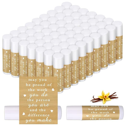 Demissle Thank You Gifts for Coworker Lip Balm Bulk Set Inspirational Appreciation Gifts Leaving Farewell Gifts Vanilla Ingredients Lips Care Products for Friends Teacher Worker Employee (100 Pcs)-Velvo Beauty