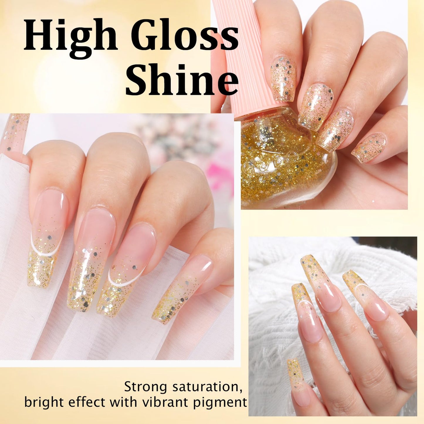 Major Dijit Quick Dry Nail Polish Glitter Yellow Summer Nail Lacquer for Nail Art Regular Nail Polish 0.41 fl oz.-Velvo Beauty