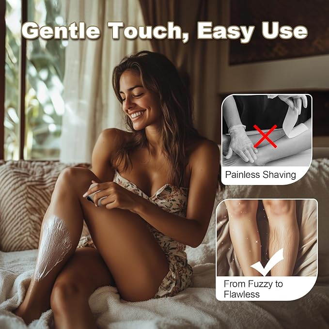 Facial Hair Removal for Women, 3D Floating Blade Rotary Razor, Wet/Dry Electric Shaver, Portable & USB Rechargeable Epilator Hair Remover for Face, Upper Lip, Chin, Arms & Legs (Beige)-Velvo Beauty