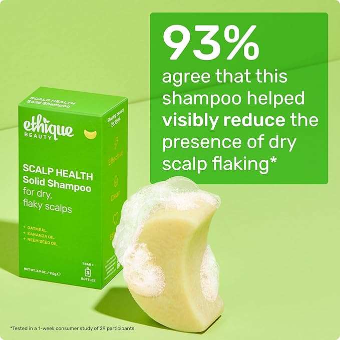 Ethique Scalp Health Shampoo Bar for itchy, dry, flaky scalps with Oatmeal - Plastic-Free, Vegan, Cruelty-Free, 3,88 oz - Formerly Heali Kiwi-Velvo Beauty
