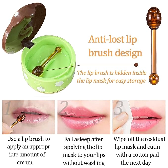 3 PCS Bee Lip Balm Honey Pot, Honey & Strawberry & Apple Lime Lip Balm, Lip Sleeping Mask Hydrating Prevention Dry and Cracked Lip Scrubs Exfoliator Lip Care, Moisturizing Lip Mask Overnight-Velvo Beauty