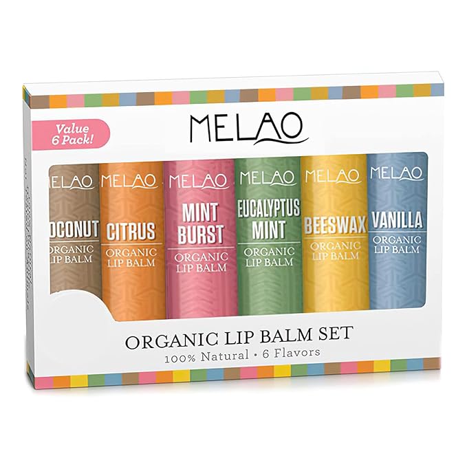 Lip Balm with Nourishing and Hydrating for Dry Cracked Lips, Natural and Organic Ingredients Lip Butters, Lip Balm Set (6 Pack), 6 Scents(Coconut, Citrus, Mint, Eucalyptus Mint, Honey, Vanilla)-Velvo Beauty