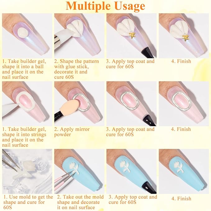 MIZHSE Solid Builder Gel, Milky White Sculpting Gel for Nail, Non-Sticky Hand 3D Nail Art Building Carving Modeling Hard Nail Extension Soak Off Nail Art Salon Manicure Home 15g-Velvo Beauty