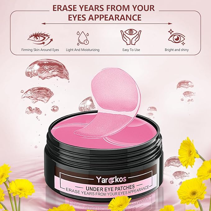 2 Packs 60 Pcs Under Eye Patches, 24K Gold+Pink, 30 Pairs Women Undereye Mask for Puffy Eyes Dark Circles Treatment, Men Collagen Gel Pads Hydrating for Eye Bags Puffiness Wrinkle, Beauty Skin Care-Velvo Beauty