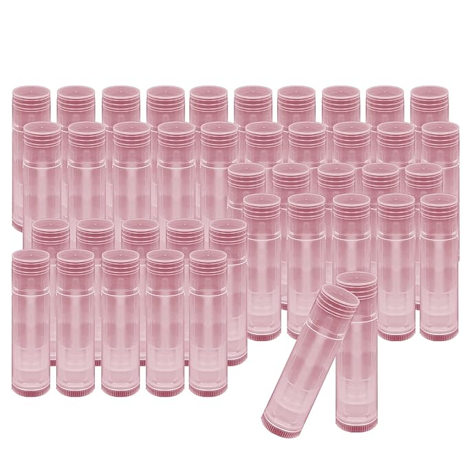 1st Choice 50 Lip Balm Empty Container Tubes 3/16 Oz (5.5ml), Natural Pink Color-Velvo Beauty