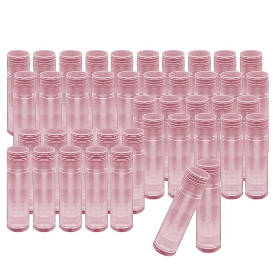 1st Choice 50 Lip Balm Empty Container Tubes 3/16 Oz (5.5ml), Natural Pink Color-Velvo Beauty