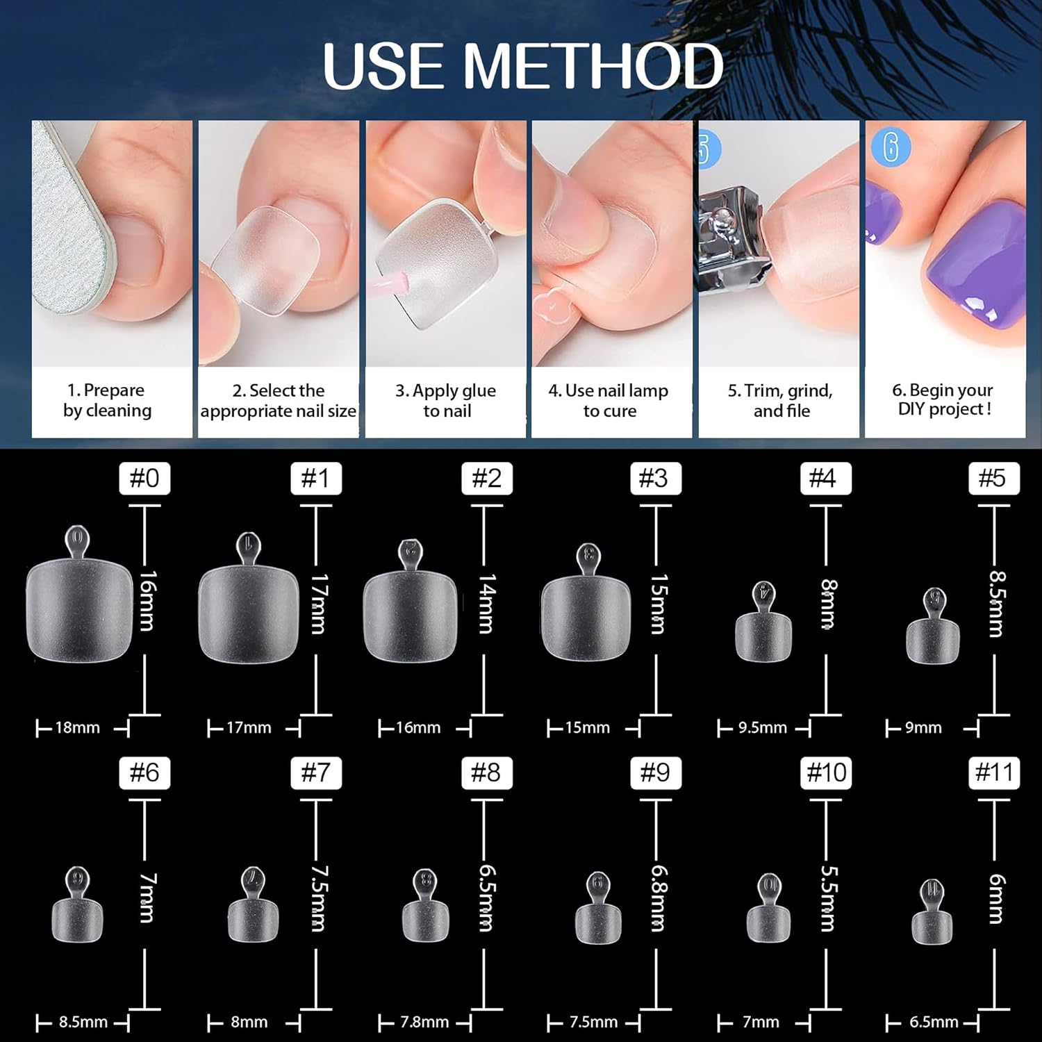 UNA GELLA Toe Nail Tips 312Pcs Short Square False Soft Gel Full Cover ToeNail Tips Matte Press on Fake Toenails 12 Sizes Pre-shape Acrylic Toenails Tips For Nail Extension Home DIY Nail Salon-Velvo Beauty