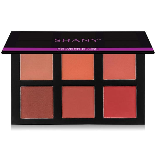 SHANY Shimmer & Matte Powder Blush Makeup Palette with Mirror - 6 Color Makeup Blush Palette - BLUSH-Velvo Beauty