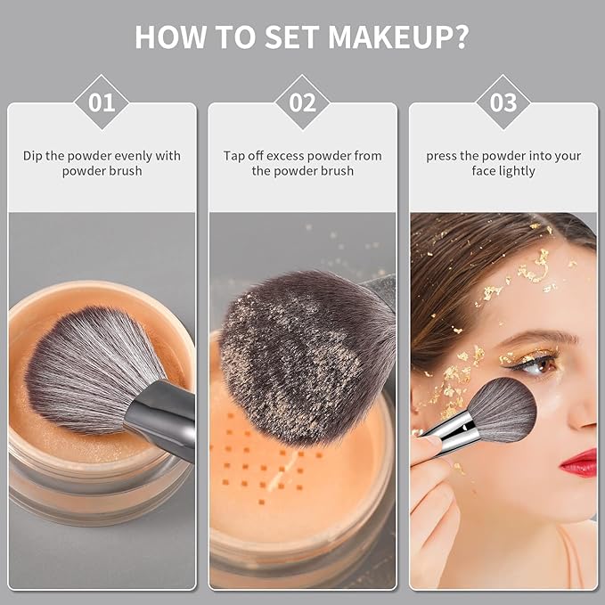 DUcare Powder Brush for Loose Powder - Fluffy Makeup Brushes with Soft Synthetic Bristles for Setting Powder/Blush/Highlighter, Large Face Makeup Brush for Flawless Application-Velvo Beauty