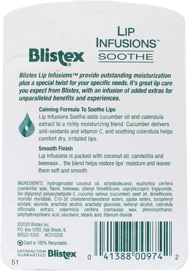 Blistex Lip Infusions Soothe Lip Moisturizer 0.13 Ounce (6 Pack)-Velvo Beauty