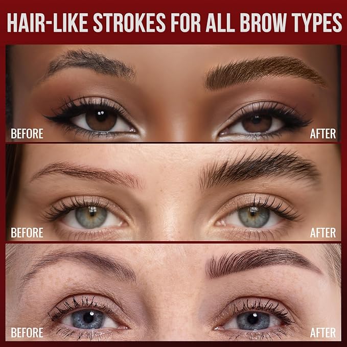 Vevivia Eyebrow Pencils for Women - Eyebrow Pen with Dual-Brush-Tip & Curved Tip for Natural Fuller-Looking Brows, Precise Hair-Like Strokes for All Brow Types, Last All-Day Brow Makeup, Dark Brown-Velvo Beauty