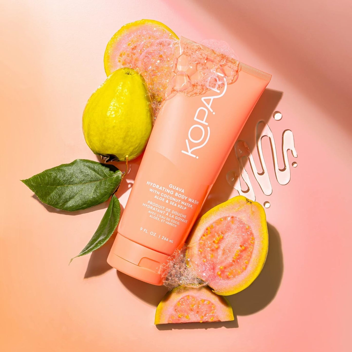 Kopari Guava Hydrating Body Wash | Lathers Foaming Wash Cleanses Without Stripping Moisture or Natural Oils | Coconut Water, Aloe & Sea Kelp | Vegan Sensitive Skin Non Toxic Paraben Free-Velvo Beauty