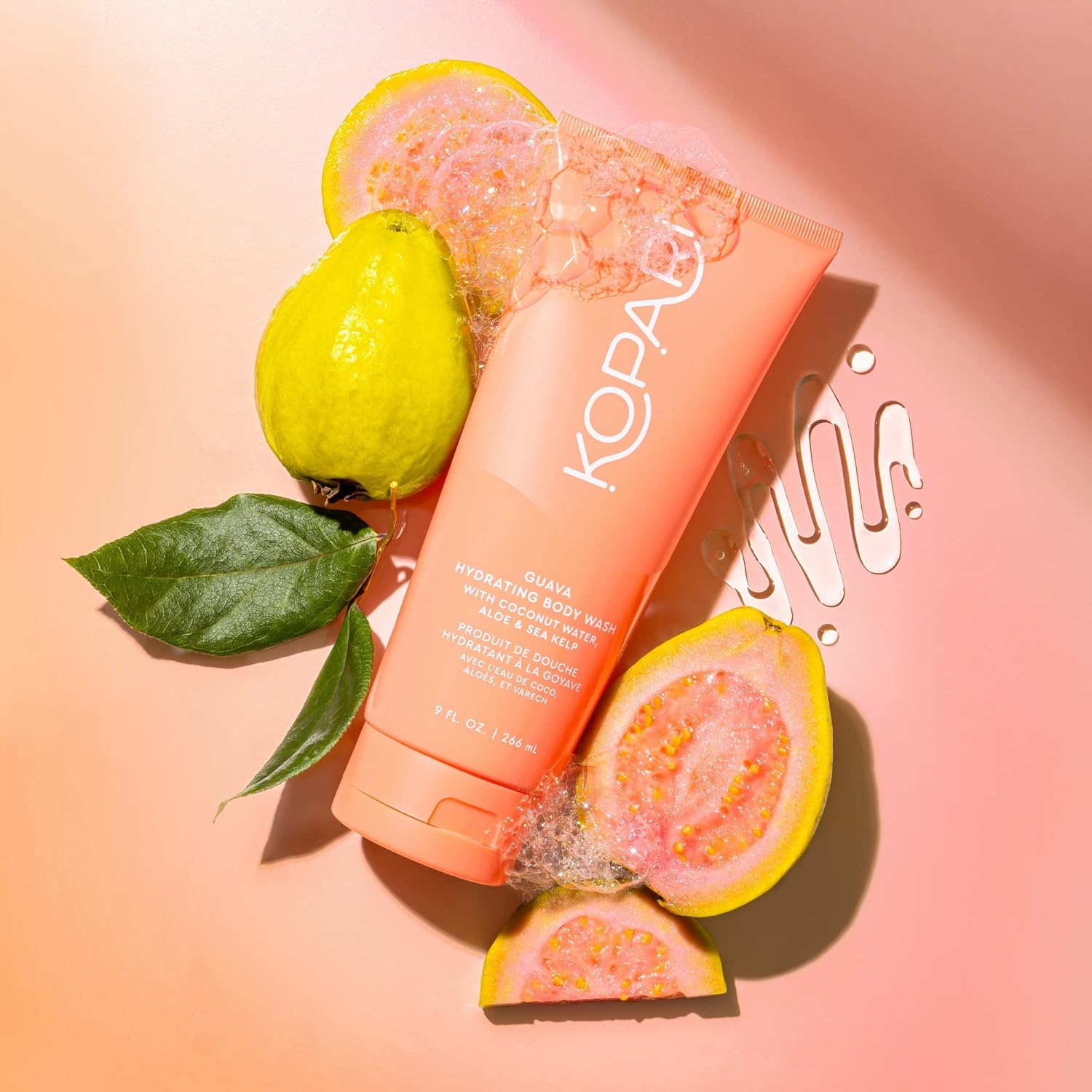 Kopari Guava Hydrating Body Wash | Lathers Foaming Wash Cleanses Without Stripping Moisture or Natural Oils | Coconut Water, Aloe & Sea Kelp | Vegan Sensitive Skin Non Toxic Paraben Free-Velvo Beauty