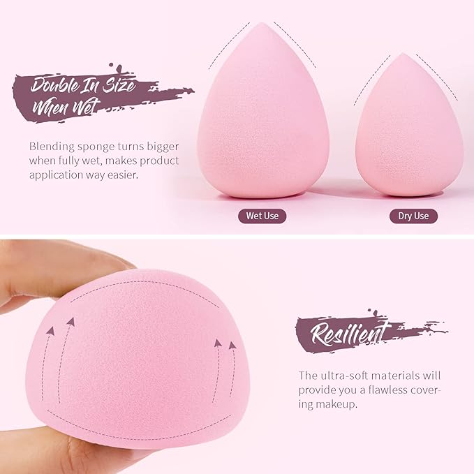 BEAKEY 5 Pcs Makeup Sponge Set, Latex-Free Makeup Sponges for Foundation, Multi-colored Boun Boun Sponges, Flawless for Liquid, Cream, and Powder-Velvo Beauty