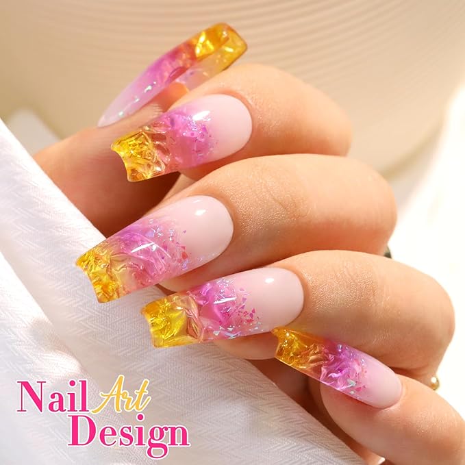 Double Rhythm 6 Pcs 15 ML Gel Polish Set Same Color Same Bottle Soak Off Gel Polish Kit Nail Art Manicure Salon DIY at Home for Women (Jelly Yellow Pink Red Purple Blue-T6-25)-Velvo Beauty