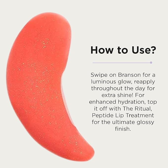 Côte Beauty The Necessity Peptide Lip Shine in Branson - Plumping Coral Lip Gloss with Hyaluronic Acid, Shea Butter & Jojoba Oil - Non-Sticky, Long-Lasting Hydrating Formula-Velvo Beauty