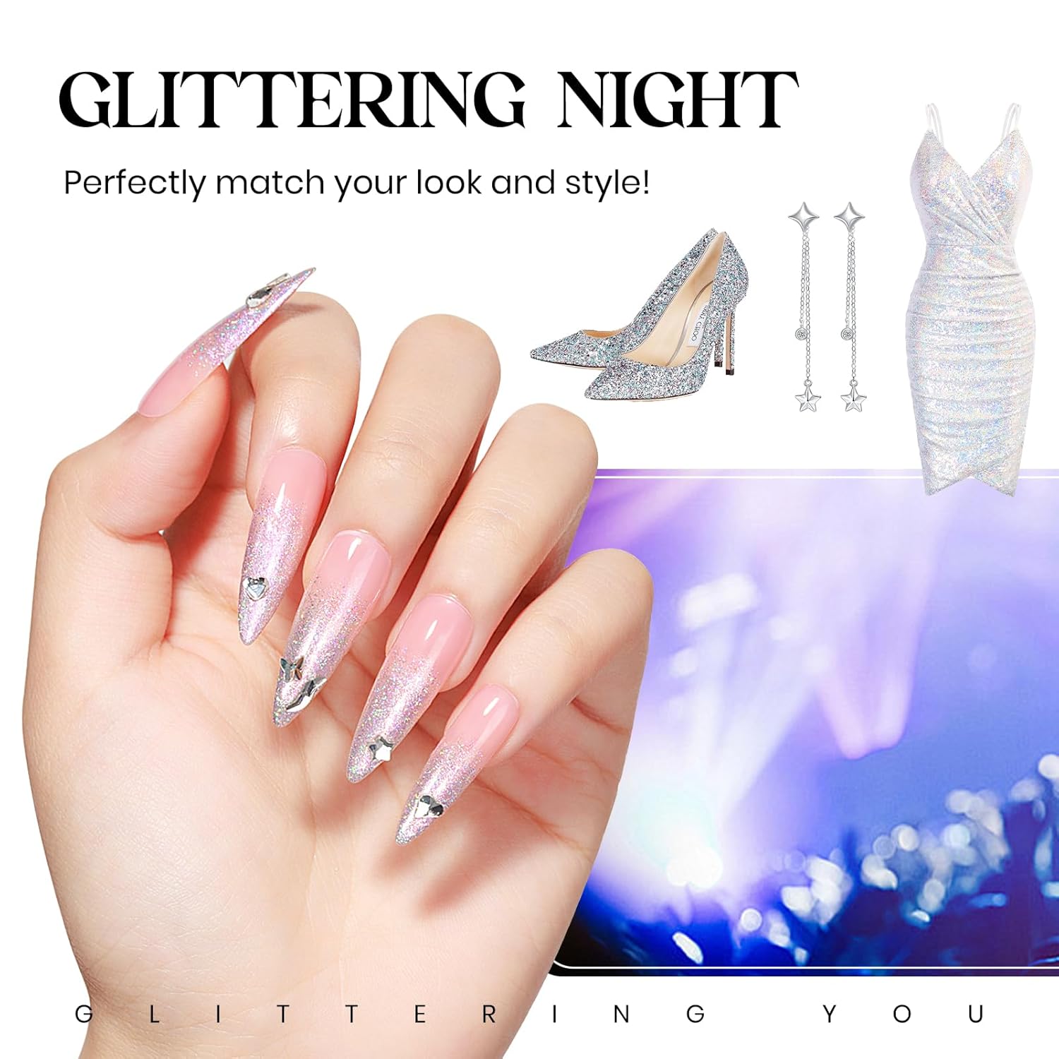 MIZHSE Rainbow Glitter Nail Polish, Quick Dry Iridescent Nail Polish, 15 ml 0.5 fl oz High Glossy Sparkle Shiny Nail Pigment Oil-based Nail Lacquer Nail Art Salon Manicure Home-Velvo Beauty