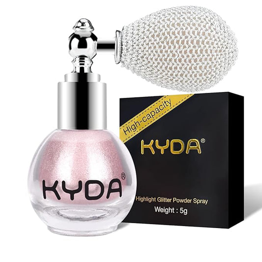 KYDA Highlighter Powder Spray, Glitter High Gloss Spray Shimmer Sparkle Powder Makeup Spray, for Face Body Cosmetic-Soft Pink-Velvo Beauty