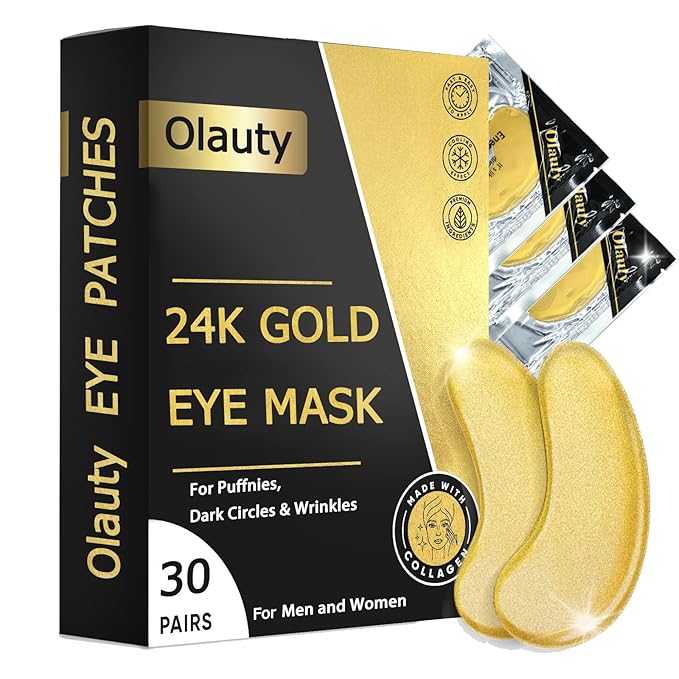 Under Eye Patches (30 Pairs) -24K Gold Eye Masks for Puffy Eyes and Dark Circles Collagen Skin Care Products,Smooth Fine Line, Nourish Skin, Gel Under Eye Patches for Women And Men-Velvo Beauty