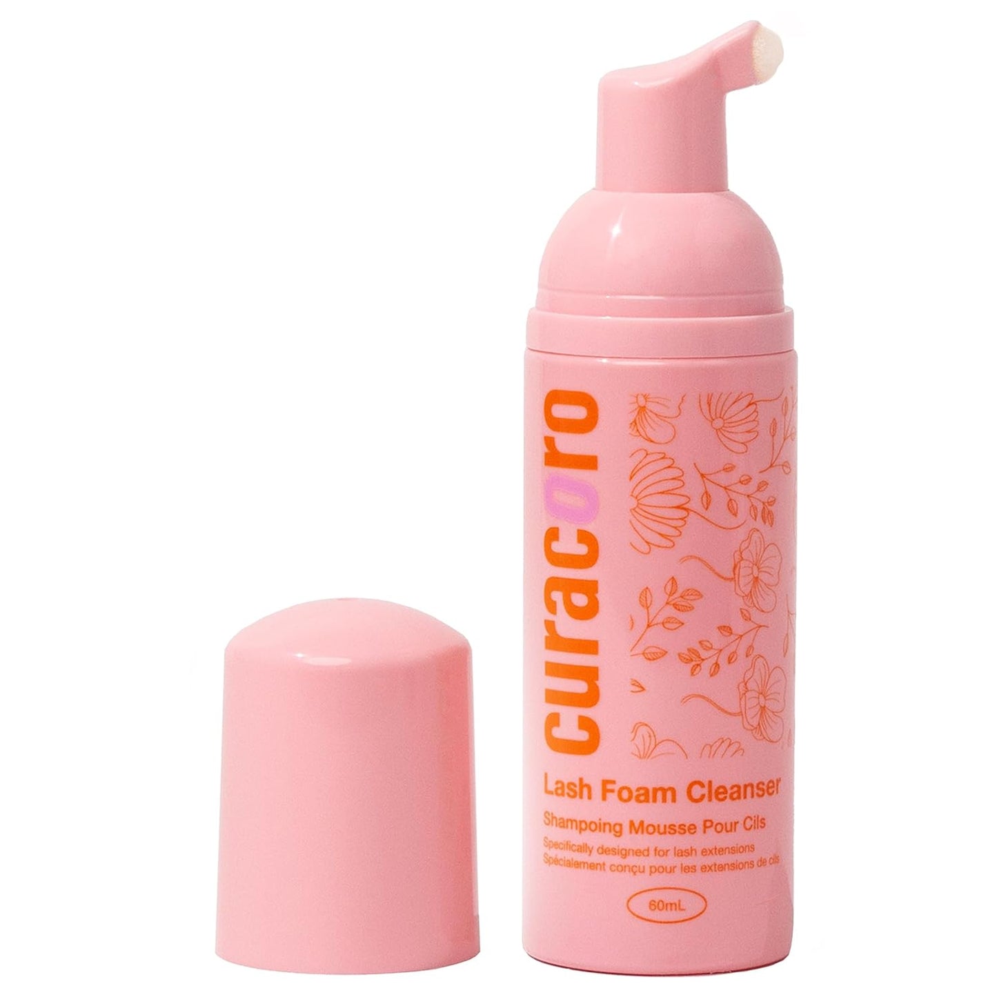 Curacoro 60ML Eyelash Extension Cleanser - Lash Shampoo for Lash Extensions, Eyelash Extension Foam Cleanser for Dry & Sensitive Skin, Gently Removes Waterproof Makeup for Professional & Home Use-Velvo Beauty