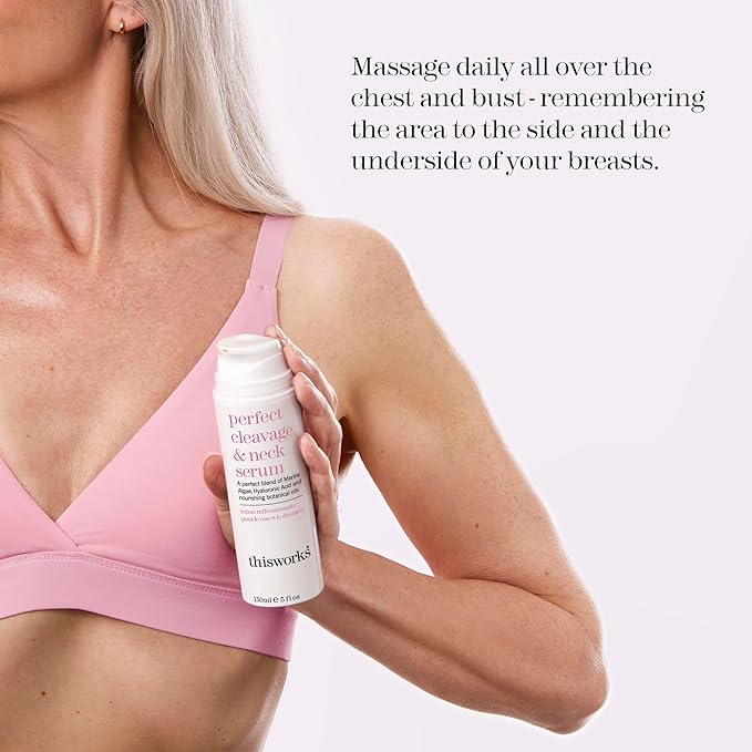 This Works Perfect Cleavage & Neck Serum with Marine Algae & Hyaluronic Acid – Neck Cream Firms & Hydrates – 5 fl oz-Velvo Beauty