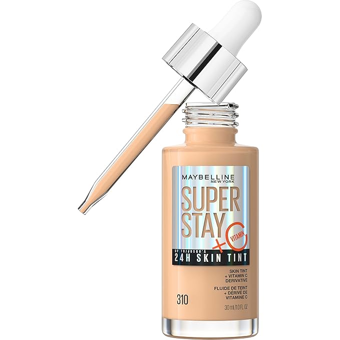 Maybelline Super Stay Up to 24HR Skin Tint, Radiant Light-to-Medium Coverage Foundation, Makeup Infused With Vitamin C, 310, 1 Count-Velvo Beauty
