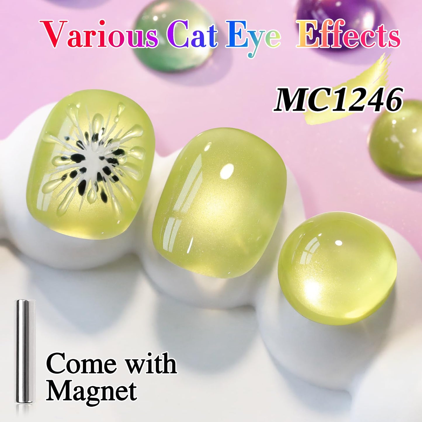 Double Rhythm 15ML Ice Glass Cat Eye Gel Polish with Magnet Holographic Glitter Shimmer Translucent Sheer Color Salon Soak Off Magnetic Nail at Home (Green Gold-MC1246)-Velvo Beauty