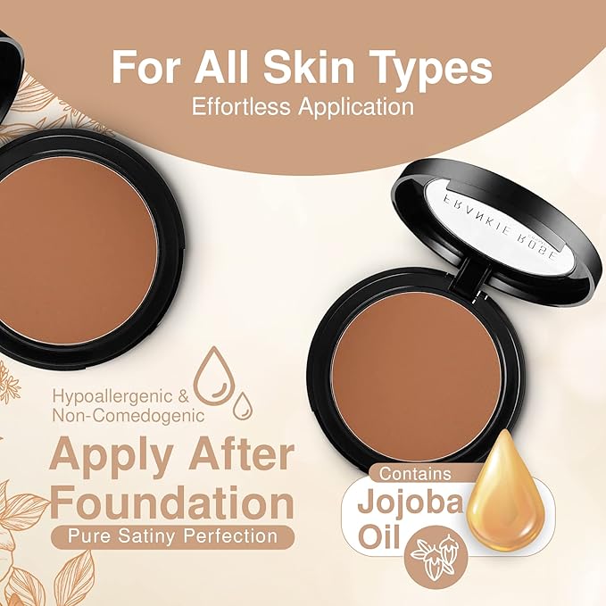 Frankie Rose Cosmetics Powder Foundation – Full Coverage Face Powder For Pores & Imperfections, Evens Out Skin Tone & Shine-Control | 58 Grams (Bronze)-Velvo Beauty