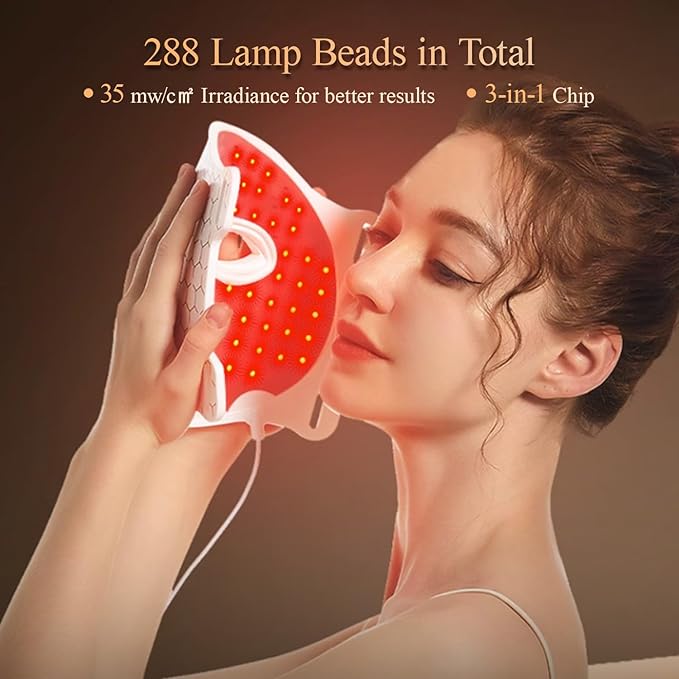7 Colors Led Light Therapy Facial Mask, Face Light Therapy Mask for Face, Reduce Wrinkles Smooth Skin, Infrared Light Skin Rejuvenation(White)-Velvo Beauty