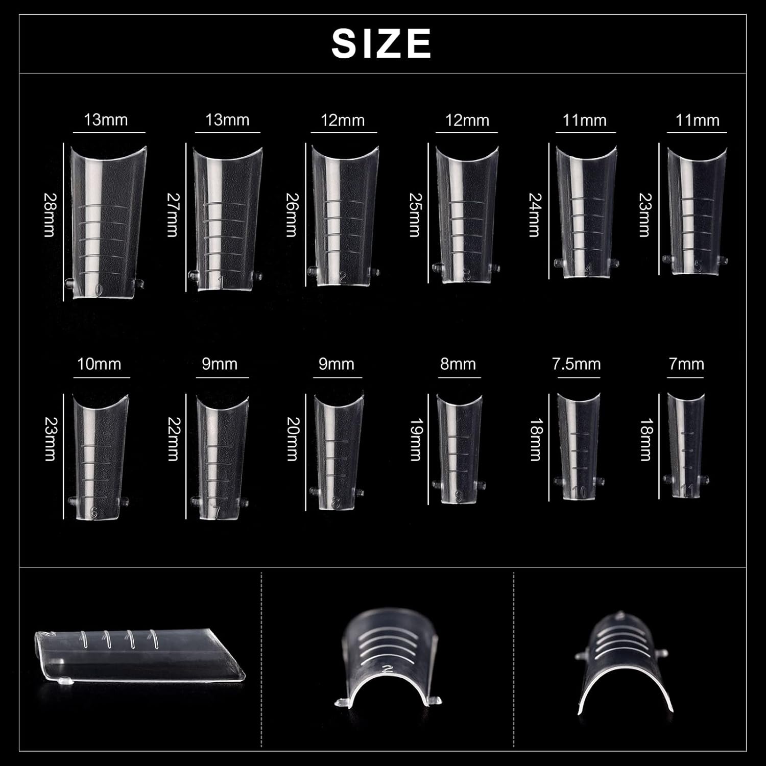 KADS 120PCS Clear Full Cover Dual Nail System Form UV Gel Acrylic Nail Art Mold Artificial Nail Tips with Scale for Extension (MODEL 7)-Velvo Beauty