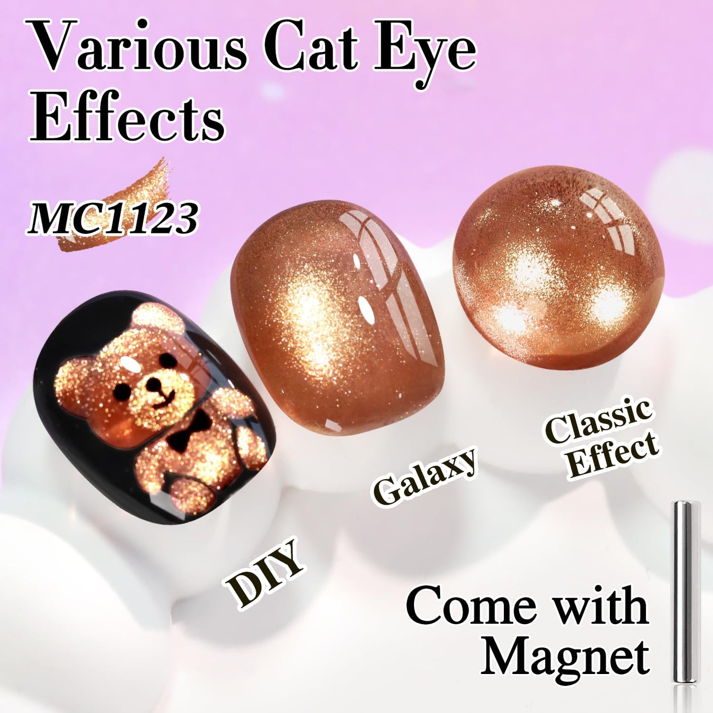 Double Rhythm 15ML Ice Glass Cat Eye Gel Polish with Magnet Holographic Glitter Shimmer Translucent Sheer Color Salon Soak Off Magnetic Nail at Home (Tea Gold-MC1123)-Velvo Beauty