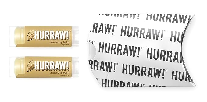 Hurraw! Almond Lip Balm, 2 Pack: Organic, Certified Vegan, Cruelty and Gluten Free. Non-GMO, 100% Natural Ingredients. Bee, Shea, Soy and Palm Free. Made in USA-Velvo Beauty
