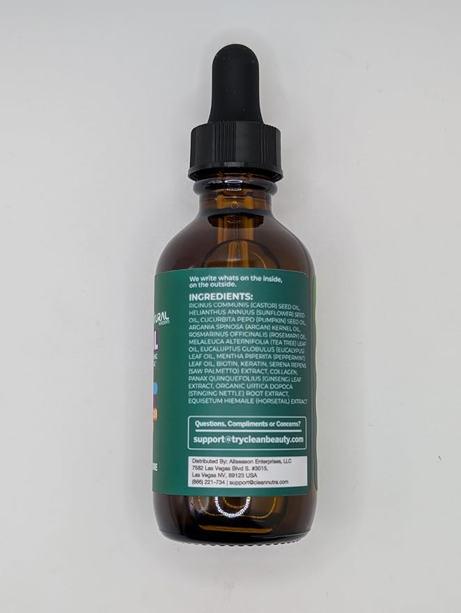 Clean Beauty Rosemary Hair Oil For Growth with Castor Oil Batana Oil Pumpkin Seed Oil Peppermint Oil Silica Biotin Collagen Keratin Saw Palmetto Horsetail Tea Tree Vit E Aloe Vera Jojoba (1 Pack)-Velvo Beauty