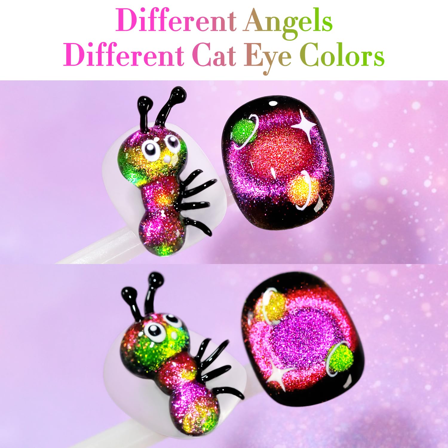 Double Rhythm Cat Eye Gel Polish with Magnet 15ML Holographic Glitter Shimmer Translucent Sheer Color Glass Magnetic Gel Polish Salon DIY at Home (Orange Pink-MC1051)-Velvo Beauty