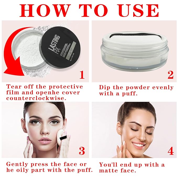 White Setting Powder Translucent Loose Setting Powder Matte Smooth Oil Control Loose Face Powder Waterproof Long Lasting Lightweight Setting Powder Makeup-Velvo Beauty
