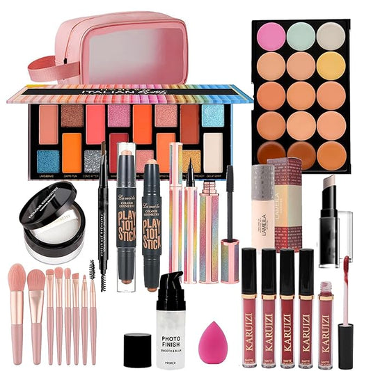 Makeup Sets Teens Makeup Kit for Women Full Kit Make up Kit Makeup Kits for Women Gift Eyeshadow Palette Concealer Palette Lipgloss Foundation Liquid Concealer Makeup Brushes Makeup Powder-Velvo Beauty