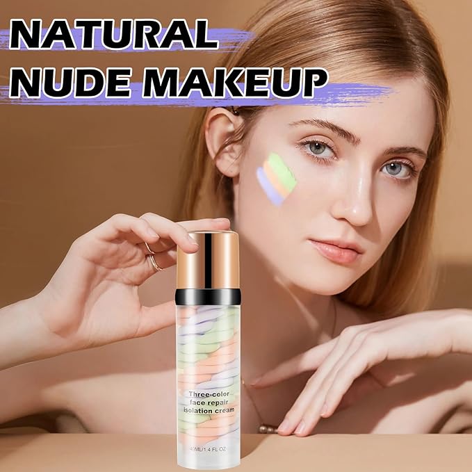 3 In 1 Color Corrector Makeup Primer Color Correcting Primer Cream Tinted Moisturizer Brightening Primer Facial Serum Isolation Cream Neutralizes Skin Tone for Face Before Makeup Base Cream-Velvo Beauty
