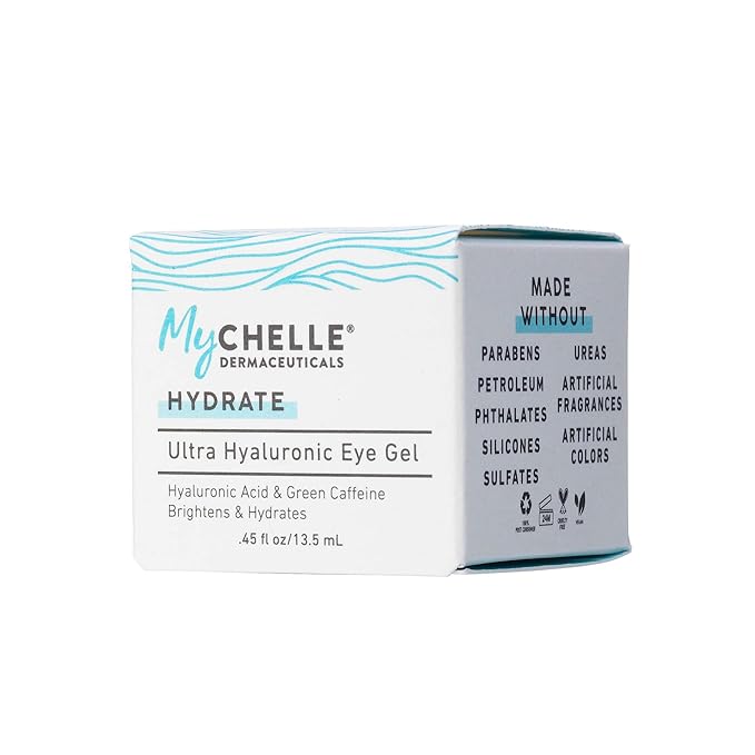 MyChelle Dermaceuticals Ultra Hyaluronic Eye Gel (0.45 Fl Oz) - Rich Hydration for Dry Skin with Vegan Hyaluronic Acid, Help Plump Skin and Help Reduce Appearance of Fine Lines and Wrinkles-Velvo Beauty