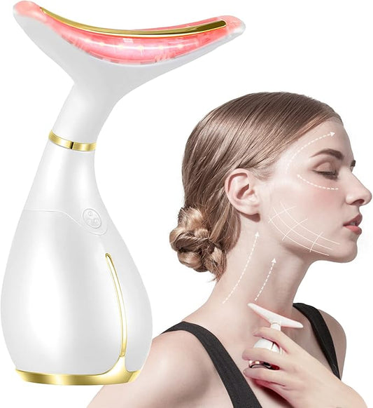 Ms.W 3-in-1 Beauty Massager for Face and Neck, Facial Massager with Heat, Vibration and Led, Electric Face Massager for Skin Improve, Smooth, Firm-Velvo Beauty