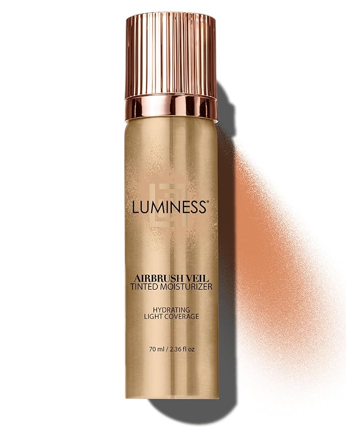 LUMINESS Airbrush Veil Tinted Moisturizer, Warm 070 - Lightweight, Hydrating, & Skin-Plumping Face Moisturizer Spray - Facial Skin Tint with Hyaluronic Acid, Ceramides, Glycerin, & Hydrolyzed Silk-Velvo Beauty