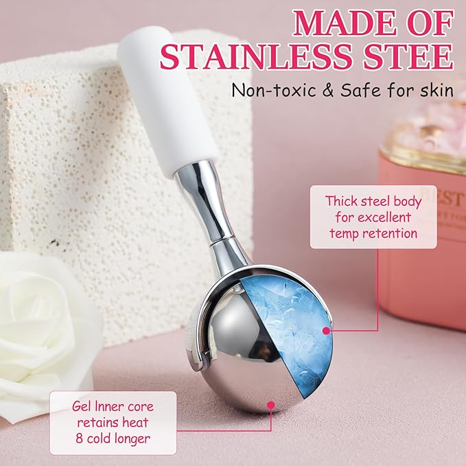 Cryo Sticks 360 Rotating Unbreakable Steel Ice Globes - Facial Skin Care Tools for Women - Ice Roller for Face & Eyes-Velvo Beauty