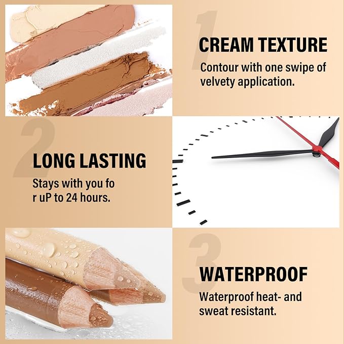 2 in 1 Cream Bronzer and Highlighter Stick,Cream Dual-Ended Highlight Contour Stick,Long Lasting & Waterproof Face Brighten Make up Pen-Velvo Beauty