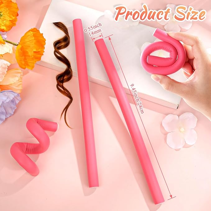 Selizo 30Pcs 9.45"x0.55" Flexible Hair Rollers, Foam Curlers for Short, Medium and Long Hair, No Heat Curlers, Hair Rods - Pink(Diameter 0.55')-Velvo Beauty