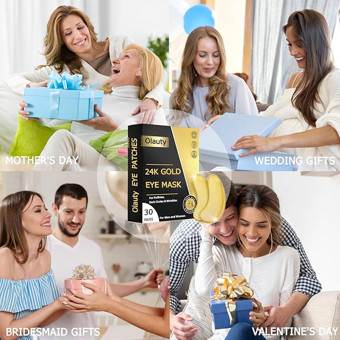 Under Eye Patches (30 Pairs) -24K Gold Eye Masks for Puffy Eyes and Dark Circles Collagen Skin Care Products,Smooth Fine Line, Nourish Skin, Gel Under Eye Patches for Women And Men-Velvo Beauty