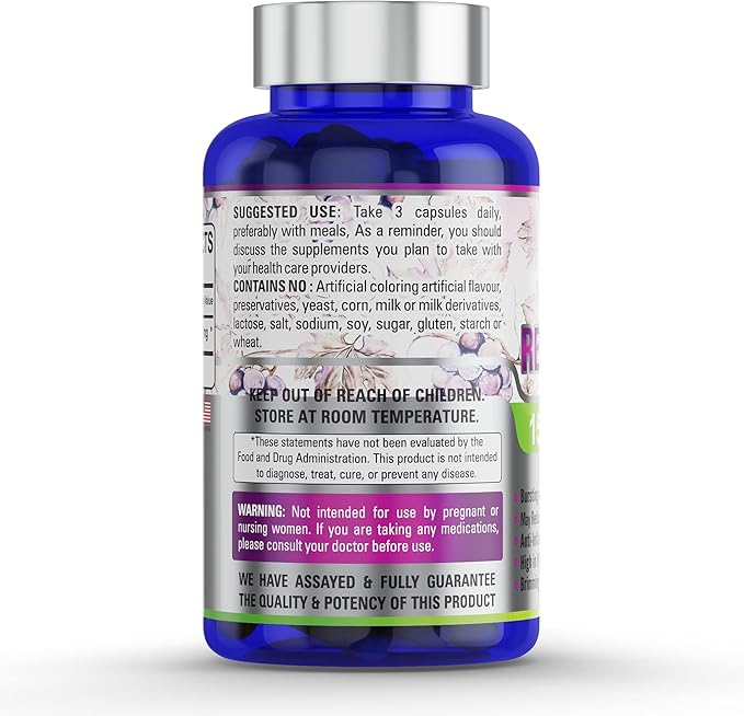 100% Pure Resveratrol Extract for Anti-Aging & Heart Health - 1500mg Maximum Strength (1)-Velvo Beauty