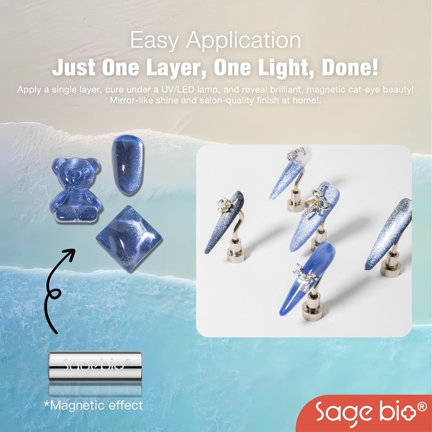 Multifunctional Cat Eye Gel Nail Polish, No Base or Top Coat Required, 15ml, Lasts Up to 4 Weeks, UV/LED Cured, Easy Application, R66-Velvo Beauty