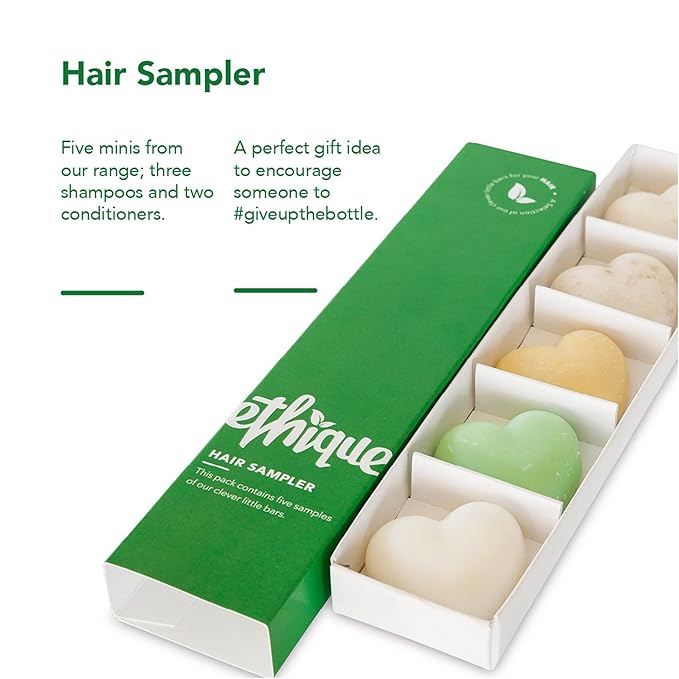 Ethique Hair Sampler - Shampoo & Conditioner - Plastic-Free, Vegan, Cruelty-Free, Eco-Friendly, 5 Travel Bars (Pack of 1)-Velvo Beauty