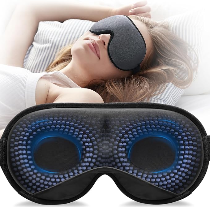 YFONG Weighted Sleep Mask, Women Men 3D Eye Mask Blocking Lights Sleeping Mask (4.2oz/120g), Pressure Relief Night Sleep Eye Mask with Adjustable Strap, Eye Cover Blindfold for Travel Nap Yoga, Gray-Velvo Beauty