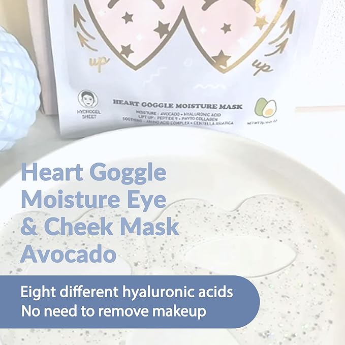 Avocado Heart-Shaped Collagen Under Eye Masks | Brightening Eye Mask Pads w/Hyaluronic Acid & Niacinamide | Hydrogel Depuffing Under Eye Patches for Dark Circles and Puffiness (Pack of 10)-Velvo Beauty