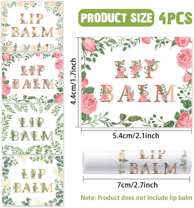 OLYCRAFT 100Pcs Self-Adhesive Lip Balm Tag Stickers 1.7x2.1 inch Waterproof Adhesive Label with Flower Patterns Rectangle Lipstick Tag Sticker for Lip Balm Container Tubes Lipstick Wrapping Decoration-Velvo Beauty